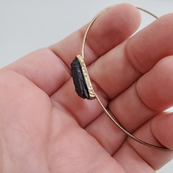 Crystal Bangle Black Gold‎ Tone Thin Dainty Bracele - Picture 4 of 7